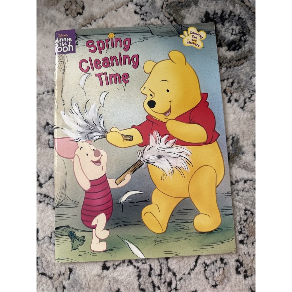 VTG Winnie the Pooth Spring Cleaning Time Coloring Book, 16 pages, Stickers 2001